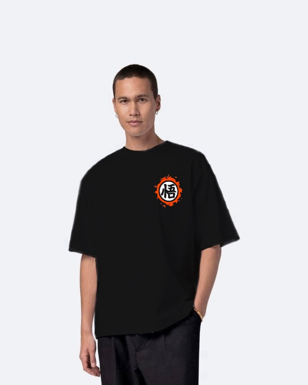 No Signal Design with Men's Black Oversized T-Shirt(*)