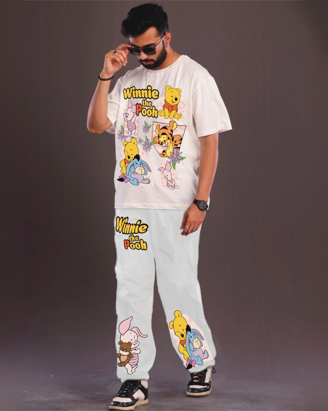 Men's Winnie the Pooh Oversized White and White Coord Set