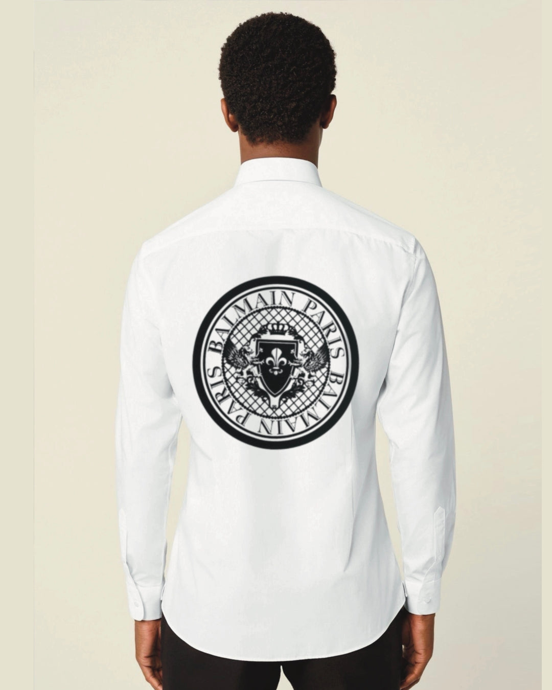 Bal,main Paris Full Sleeve White Oversized Knitted Shirt