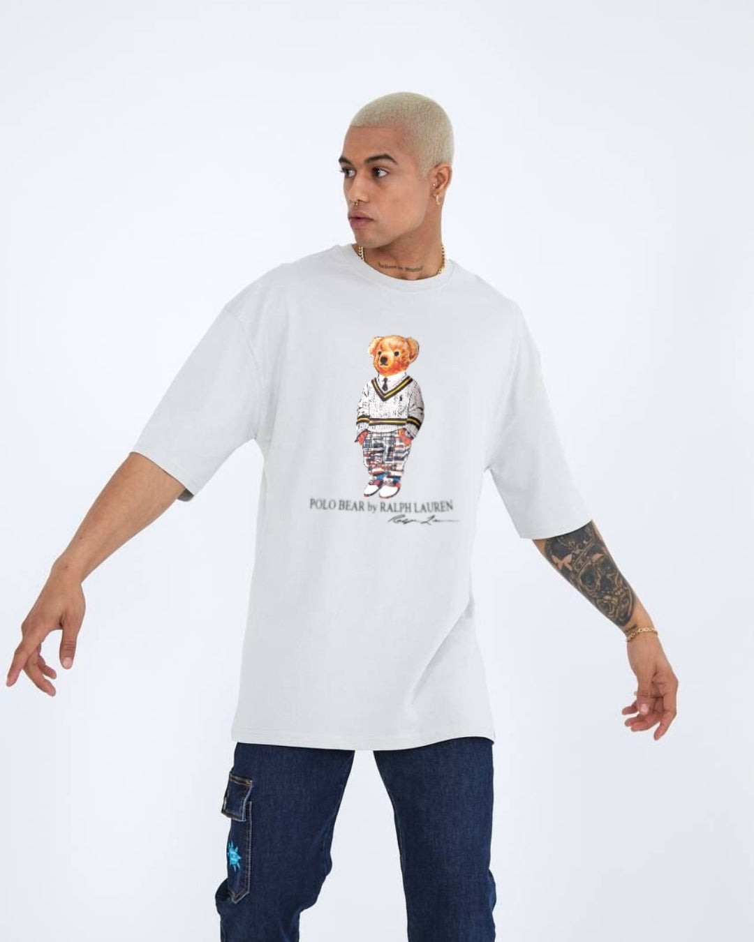 Classy Bear Unisex Exclusive Oversized Tee - White