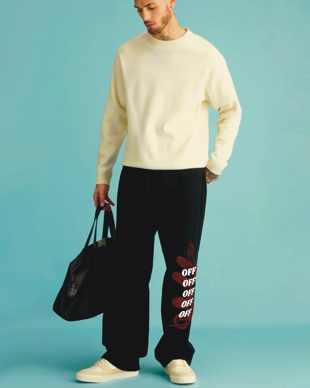 Men's Black Cotton Pant - Snake Attack(*)