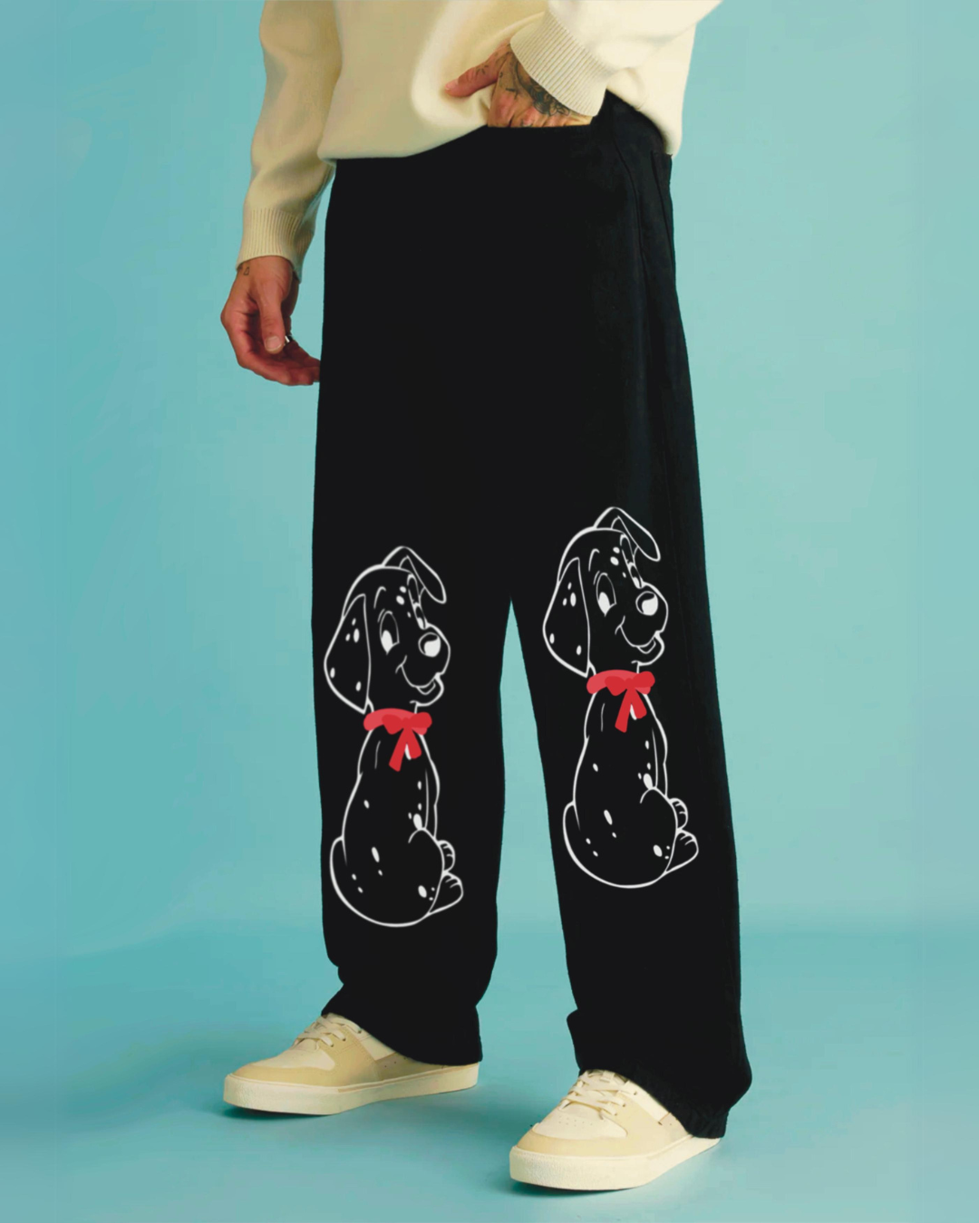 Unisex Black Cotton Pant - Dog Edition(*)
