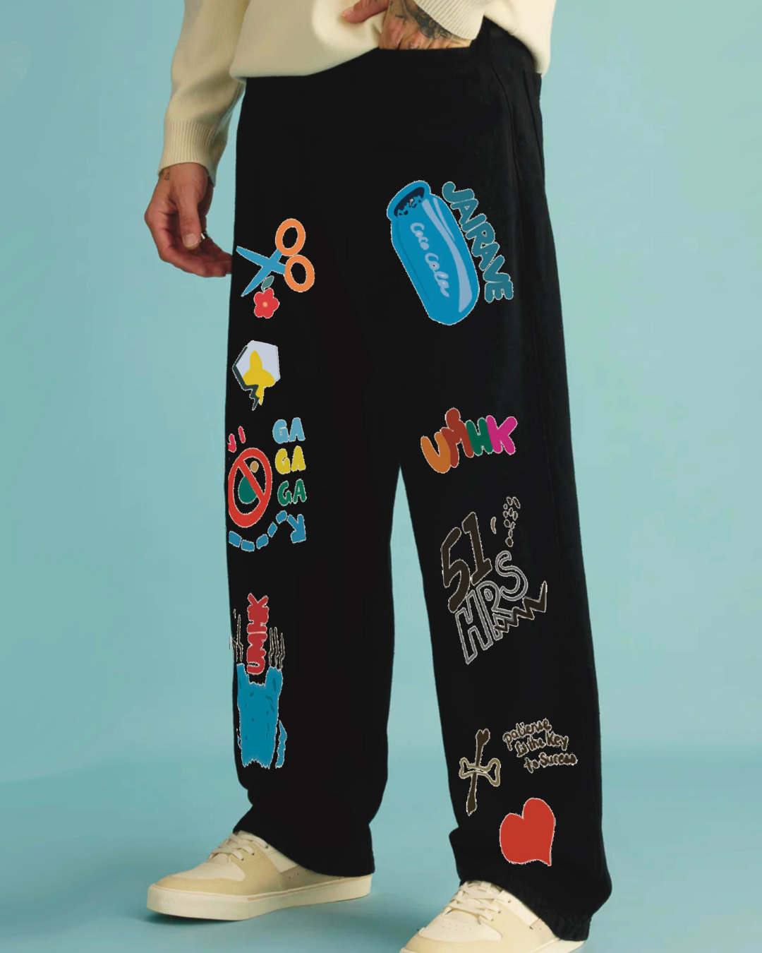 Men's Black Cotton Pant - UMHK(*)