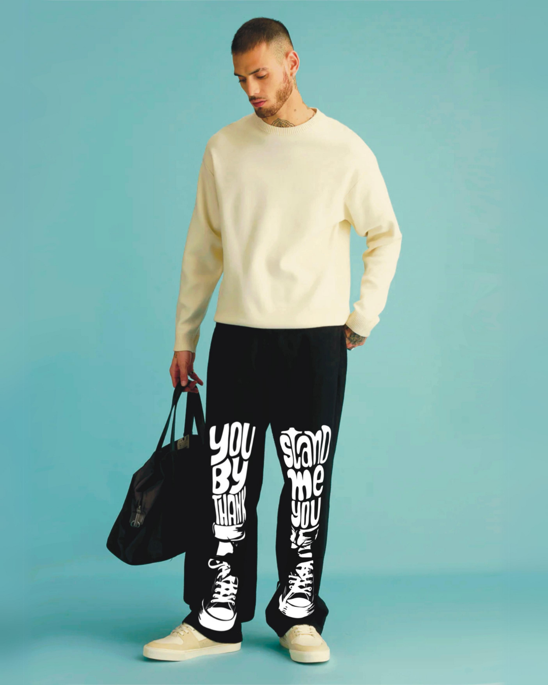 Men's Stand By Me Black Cotton Pants(*)