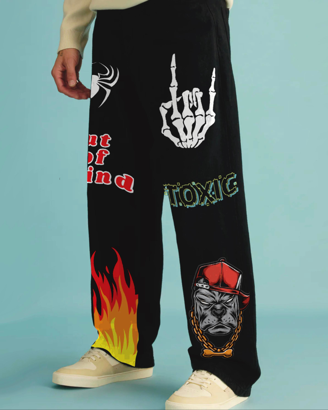 Men's Black Cotton Pant - Fire Toxic(*)