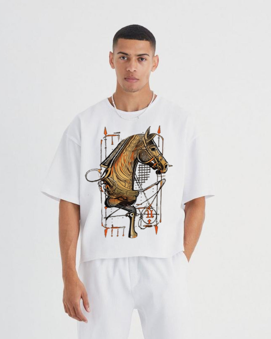 Hermess Horse Unisex Exclusive Oversized Tee - White(*)