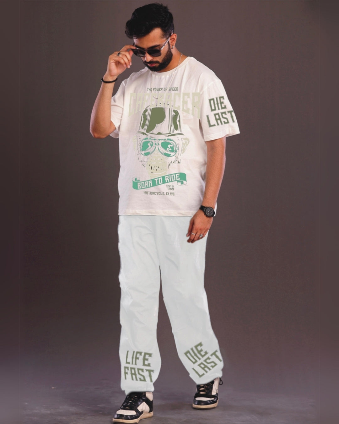 Men's CafeRacer Oversized White and White Coord Set