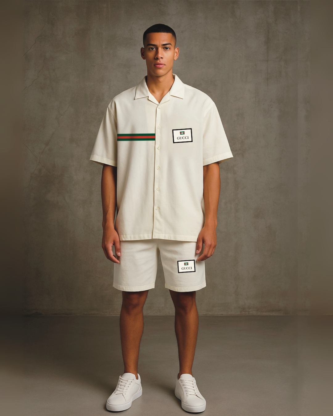 BRANDED STYLE ULTRASOFT HALF SHIRT WITH SHORTS CORDSET WHITE AND WHITE )(*)