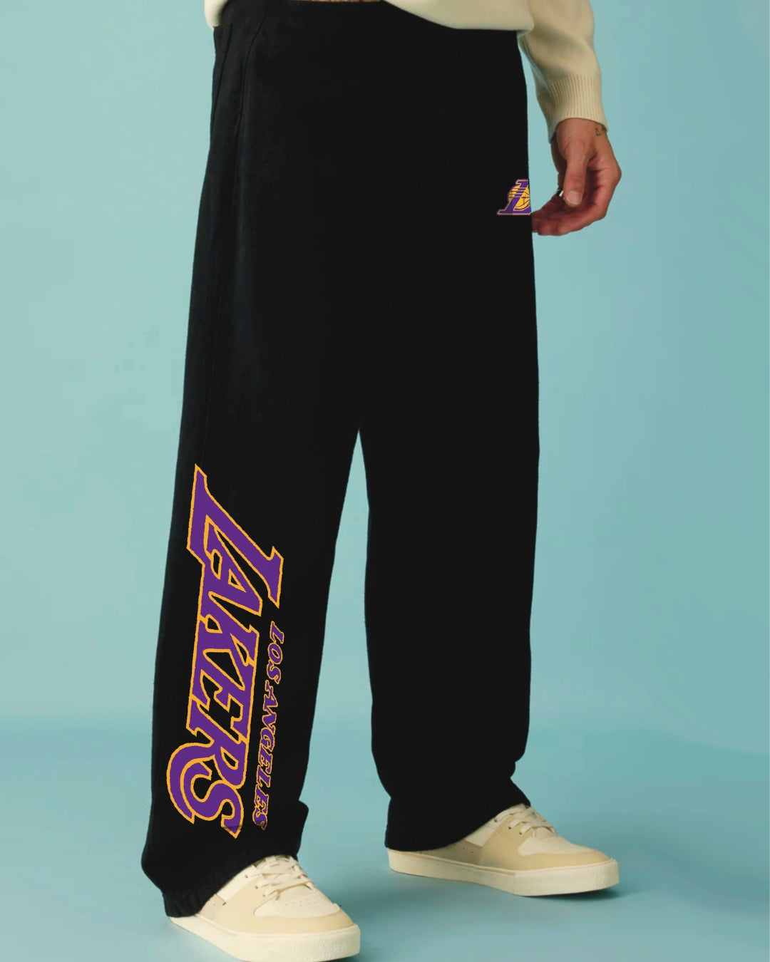 Men's Black Ultrasoft Cotton Pant - Lakers Design(*)
