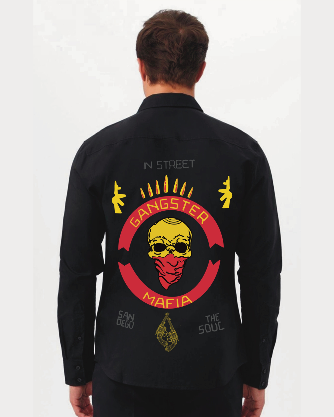 GANGSTER MAFIA FULL SLEEVE BLACK SHIRT