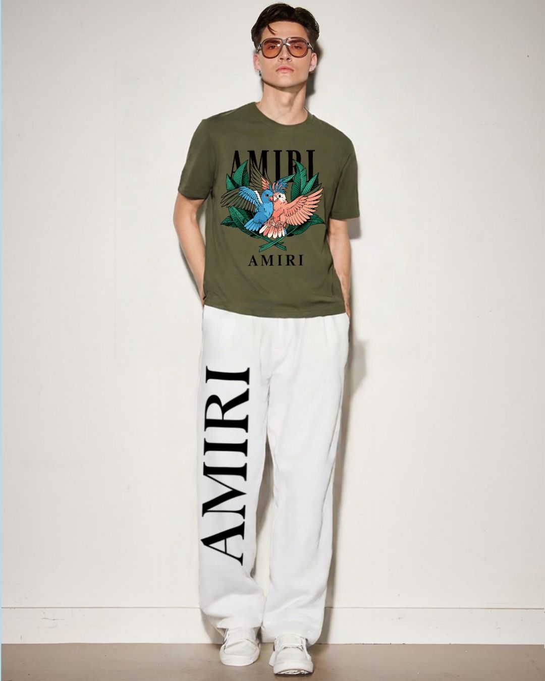 MEN'S AMIRI BIRDS CORDS (OLIVE AND WHITE)