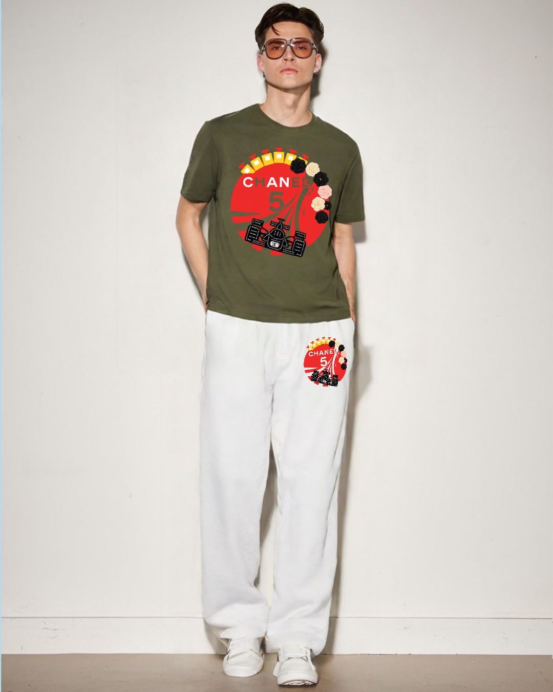 MEN'S CHANEL CORDS (OLIVE AND WHITE)