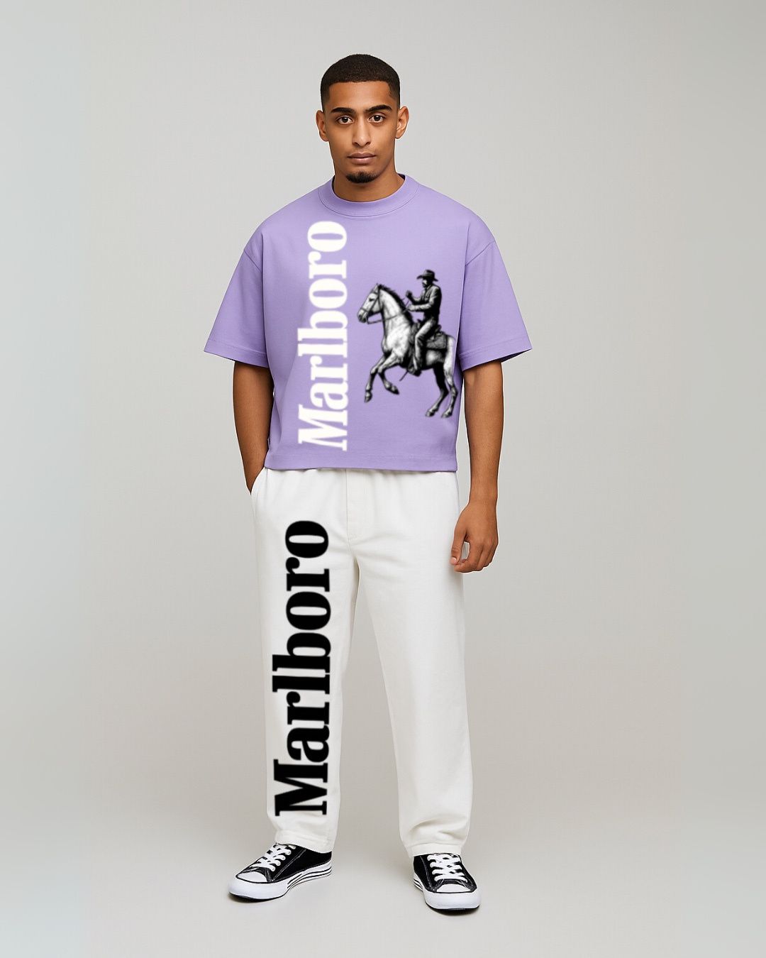 MEN'S HORSE MB CORDS (PURPLE AND WHITE)