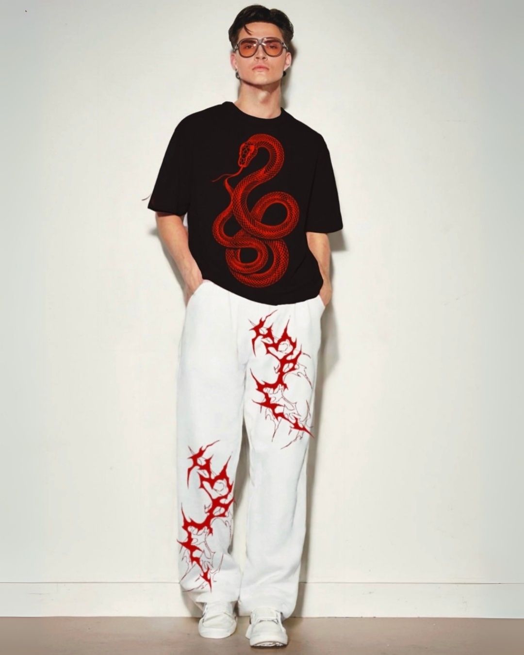 MEN'S RED SERPENT CORDS ( BLACK AND WHITE )