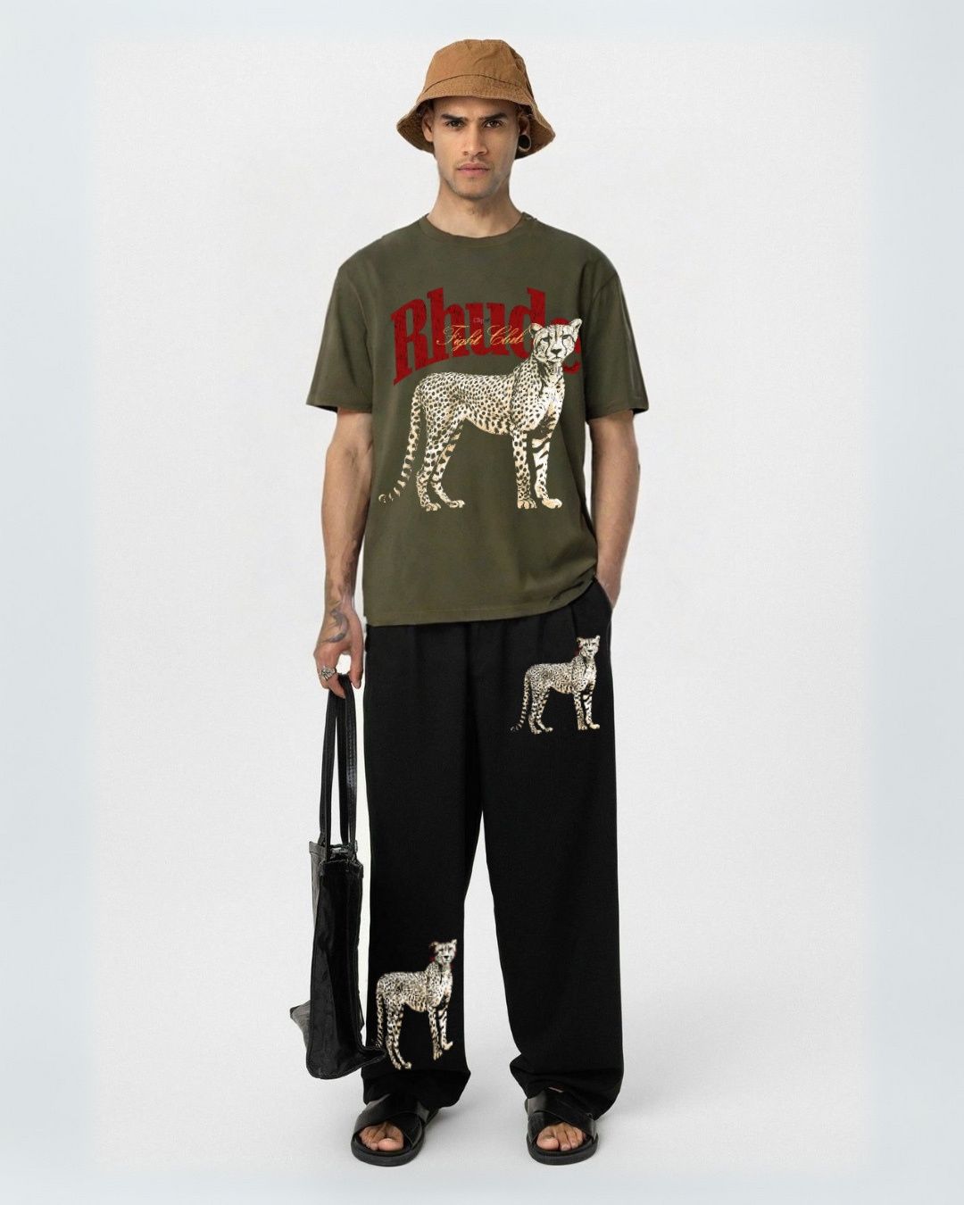 MEN'S RHUDE LEO CORDS (OLIVE AND BLACK)