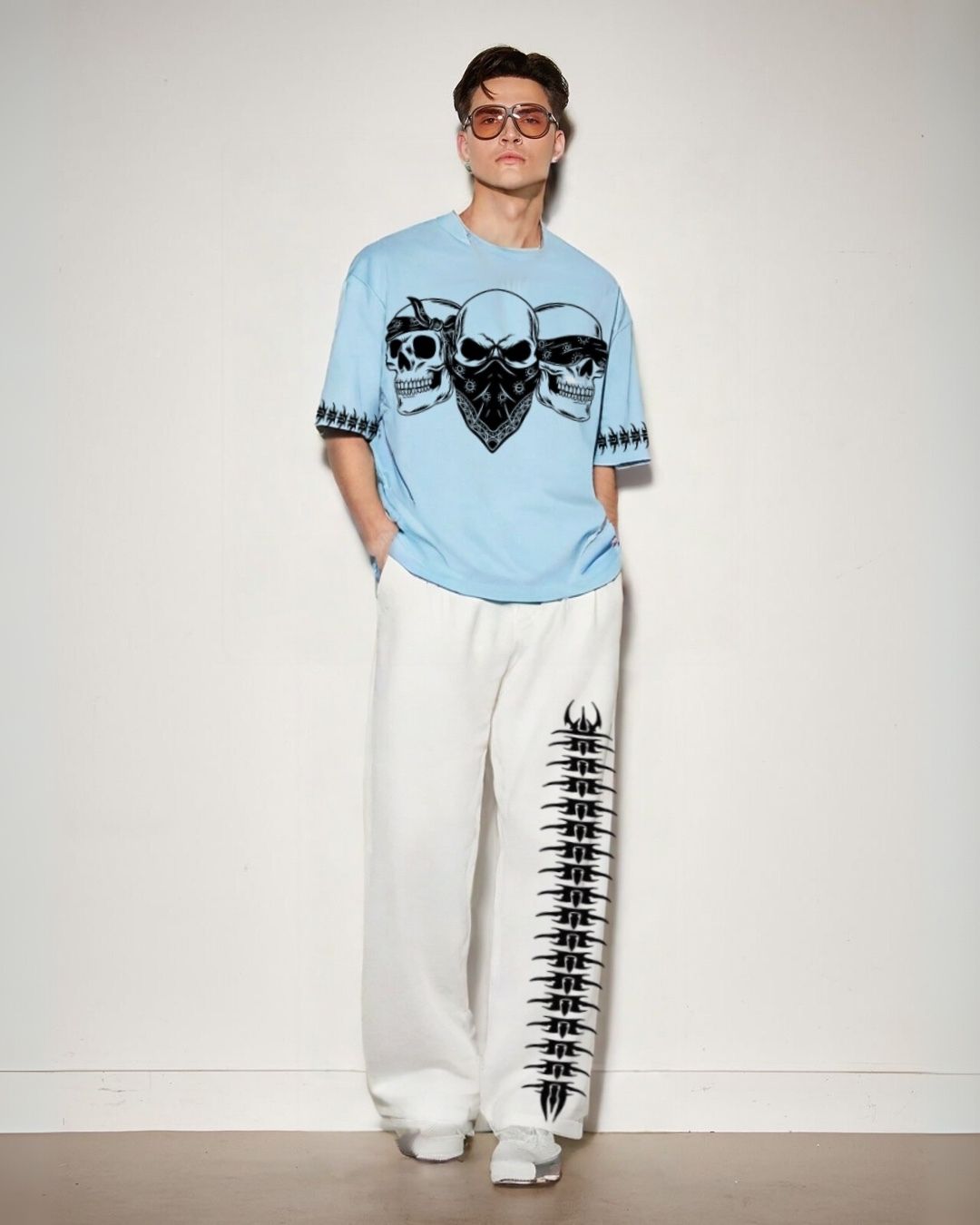 MEN'S SKULL MAFIA CORDS BLUE AND WHITE)