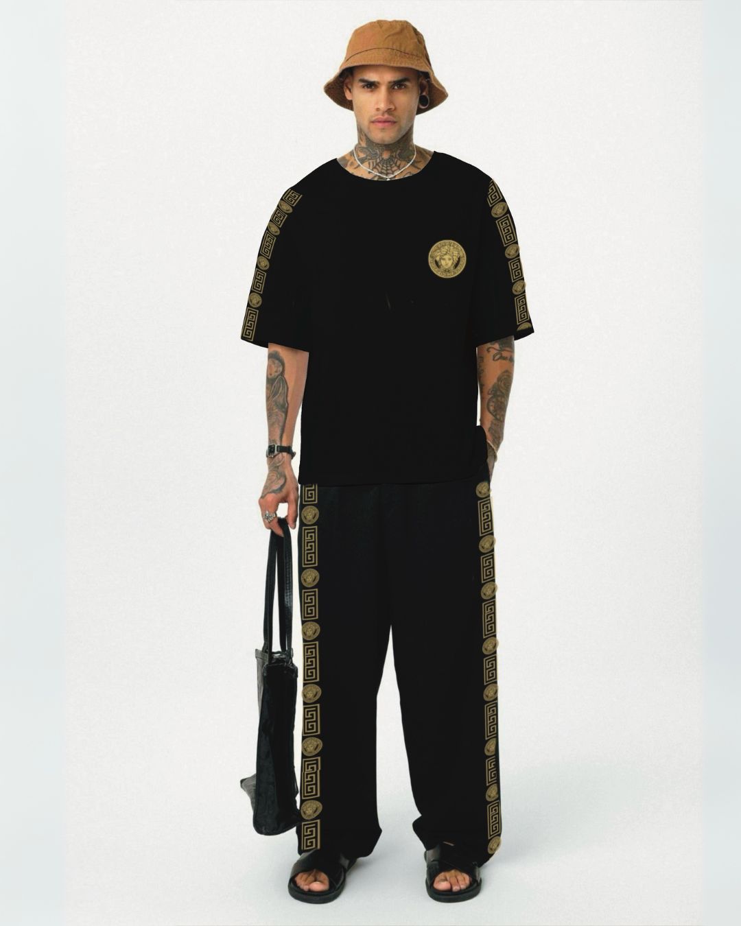 MEN'S VERSACE CODED CORDSET (BLACK AND BLACK)