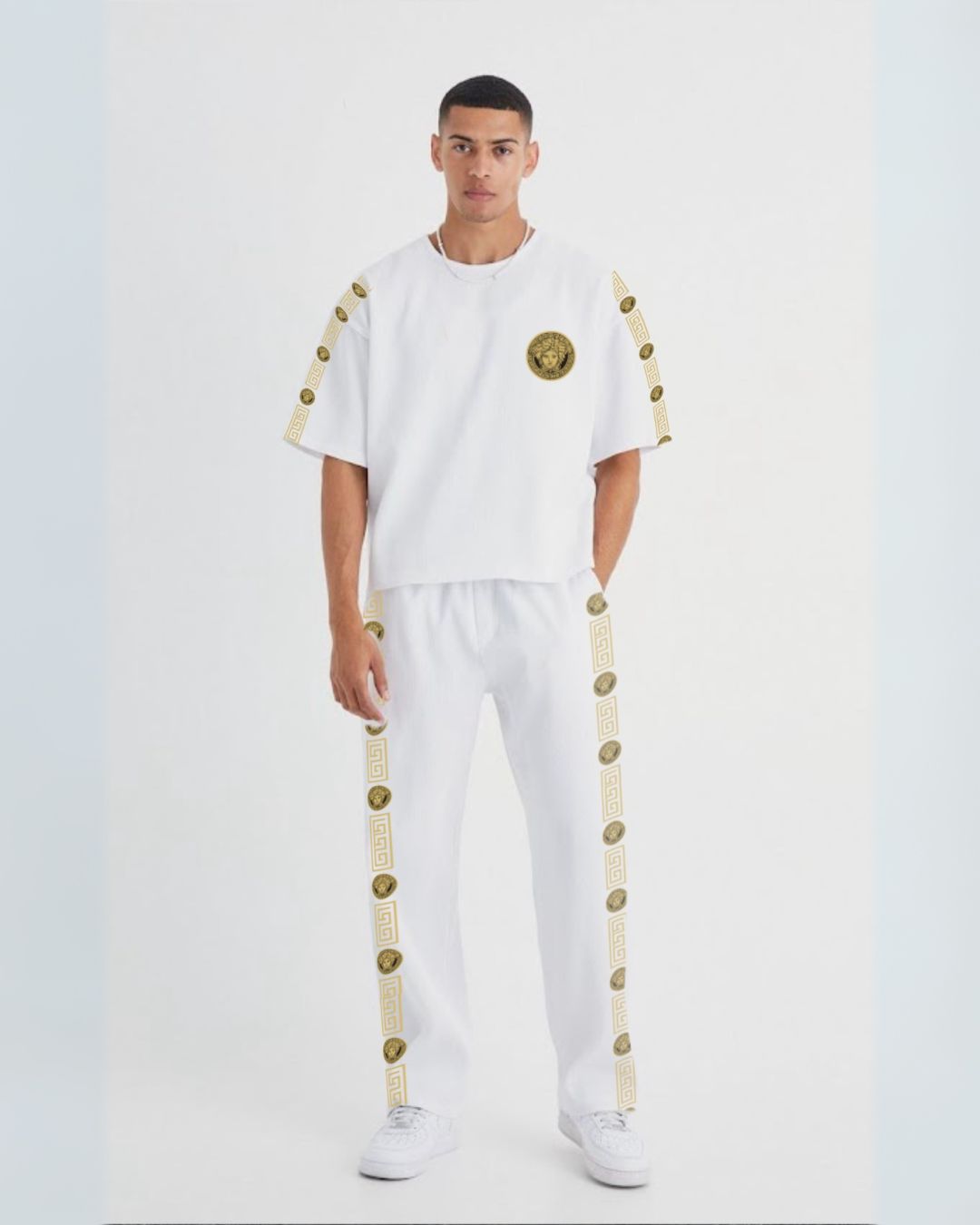 MEN'S VERSACE CODED CORDSET ( WHITE AND WHITE)