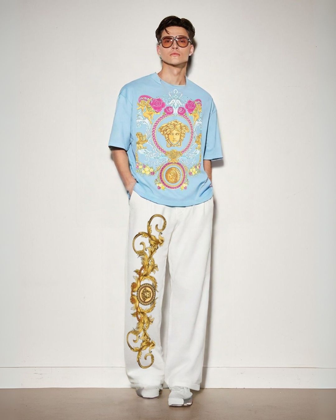 MEN'S VERSACE HOUSE CORDS (BLUE AND WHITE)