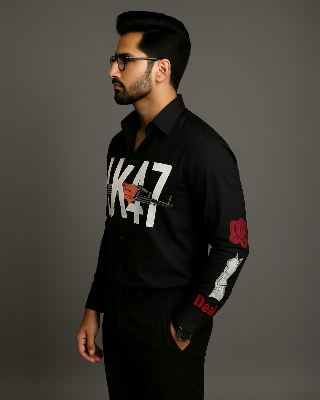 MEN'S AK47 FULL SLEEVE BLACK SHIRT(*)