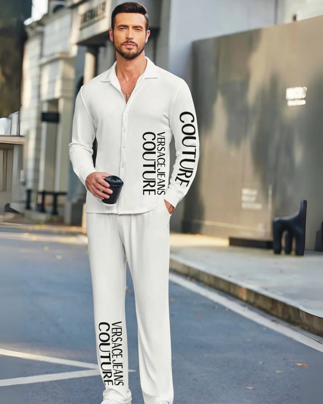 MEN MONO TYPE CORDSET (WHITE AND WHITE)