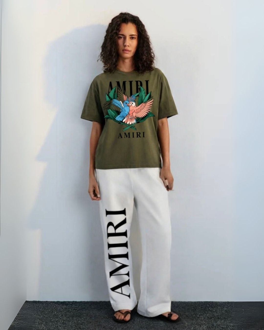 WOMEN'S AMIRI BIRDS CORDS (OLIVE AND WHITE)