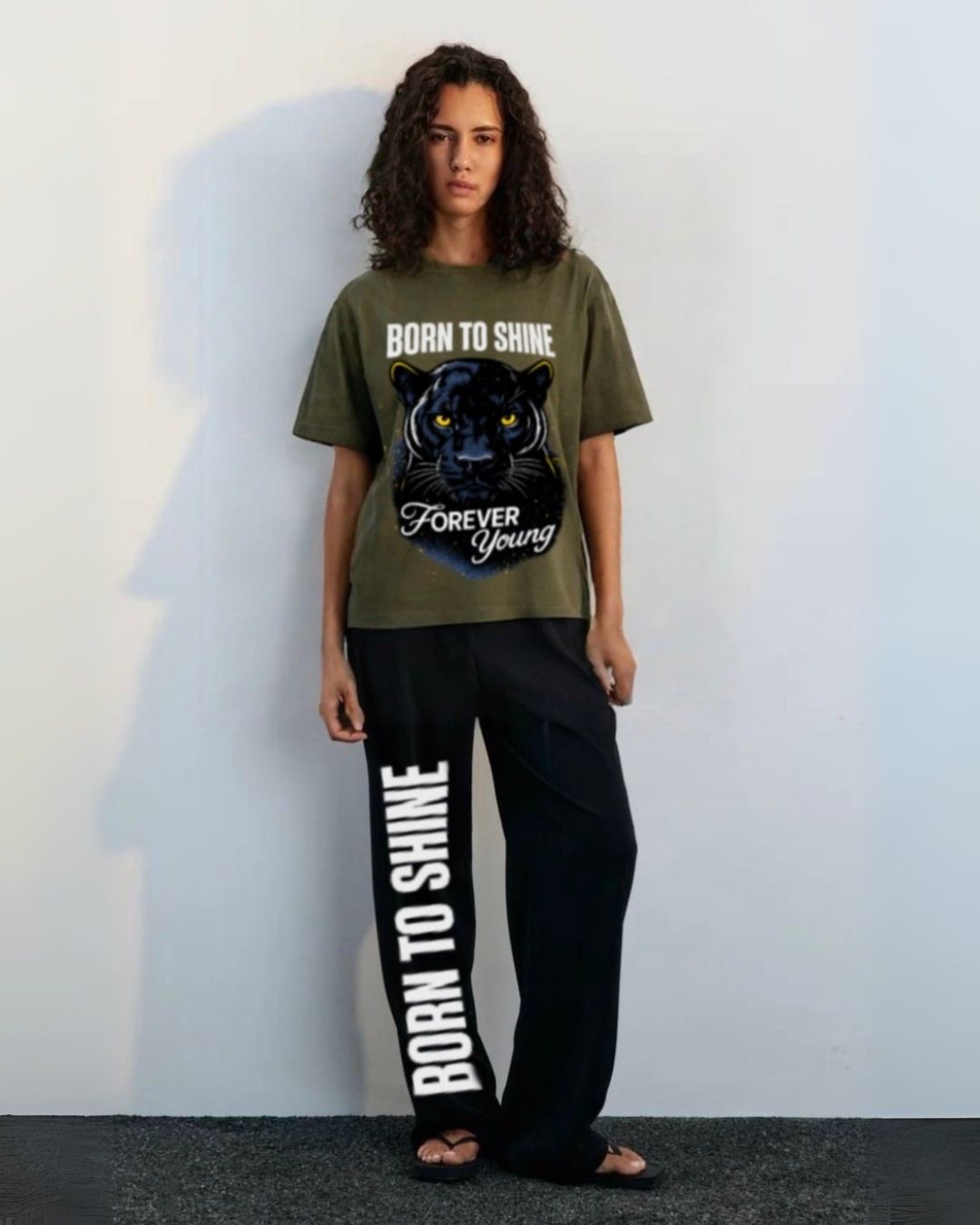 WOMEN'S BORN TO SHINE CORDS (OLIVE AND BLACK)