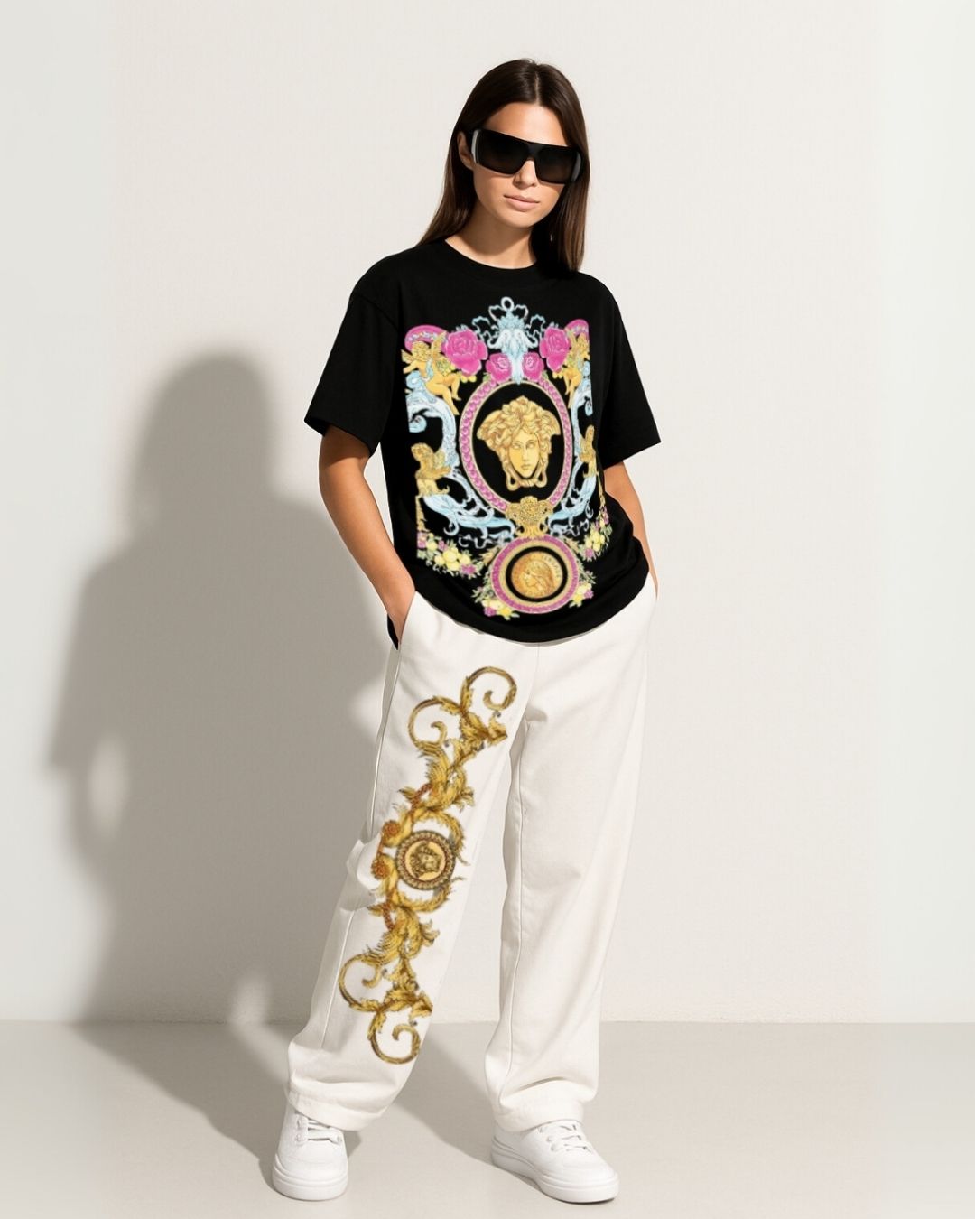WOMEN'S VERSACE HOUSE CORDS (BLACK AND WHITE)