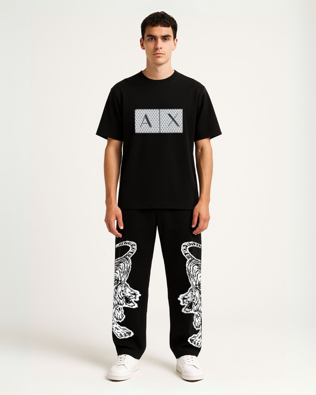 X/A tees with Snow tiger pants (black and black)(*)