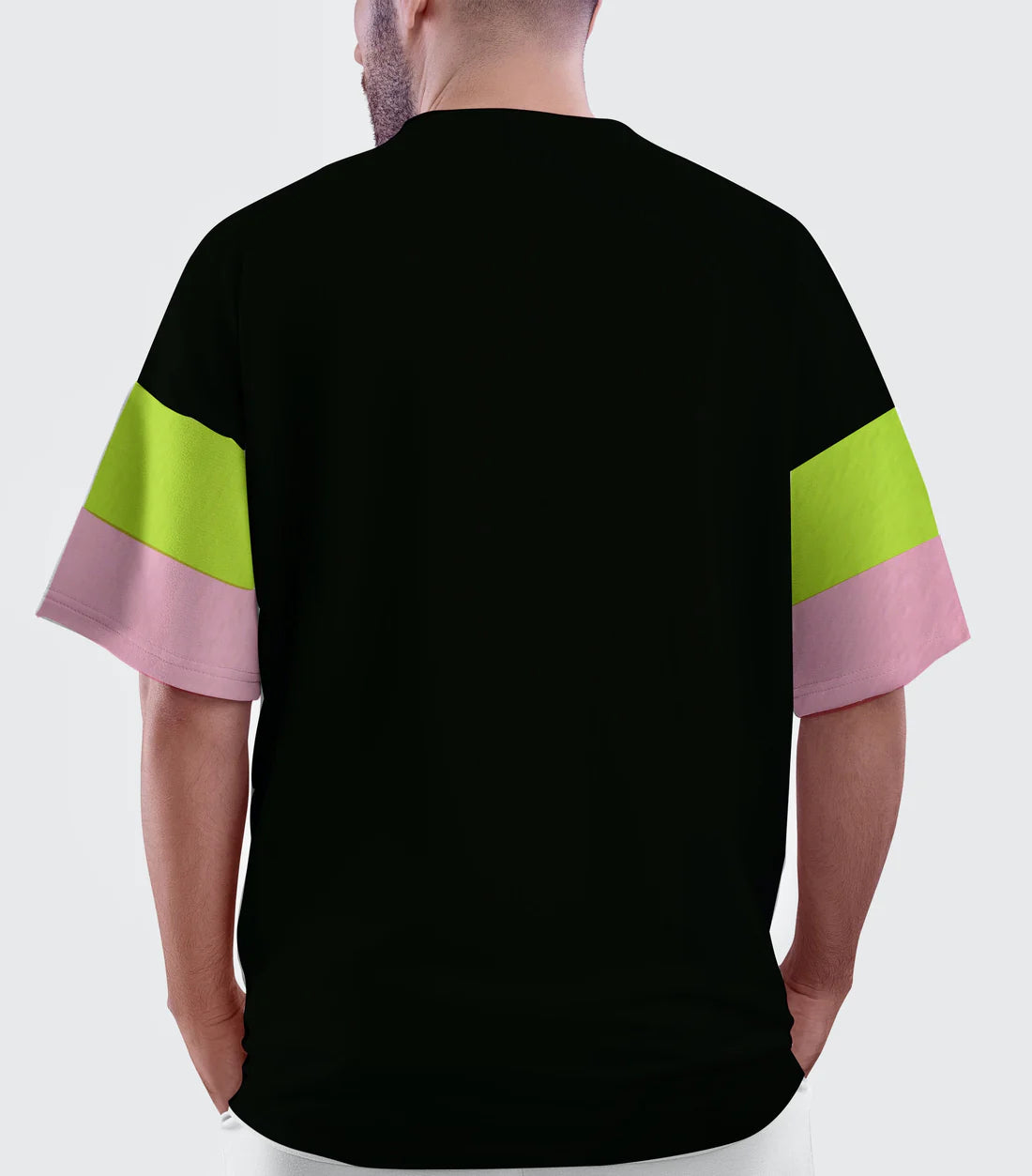 TURTLE BLACK OVERSIZED FIT TEE WITH TRIPLE COLOUR SLEEVES(*)