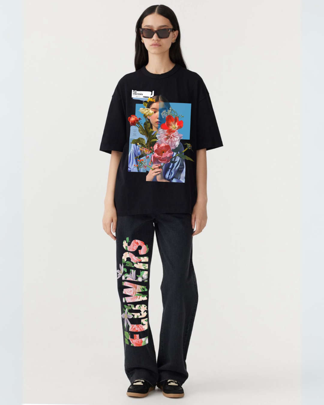 WOMEN'S BLOOMING FLORAL CORDSET( BLACK AND BLACK)