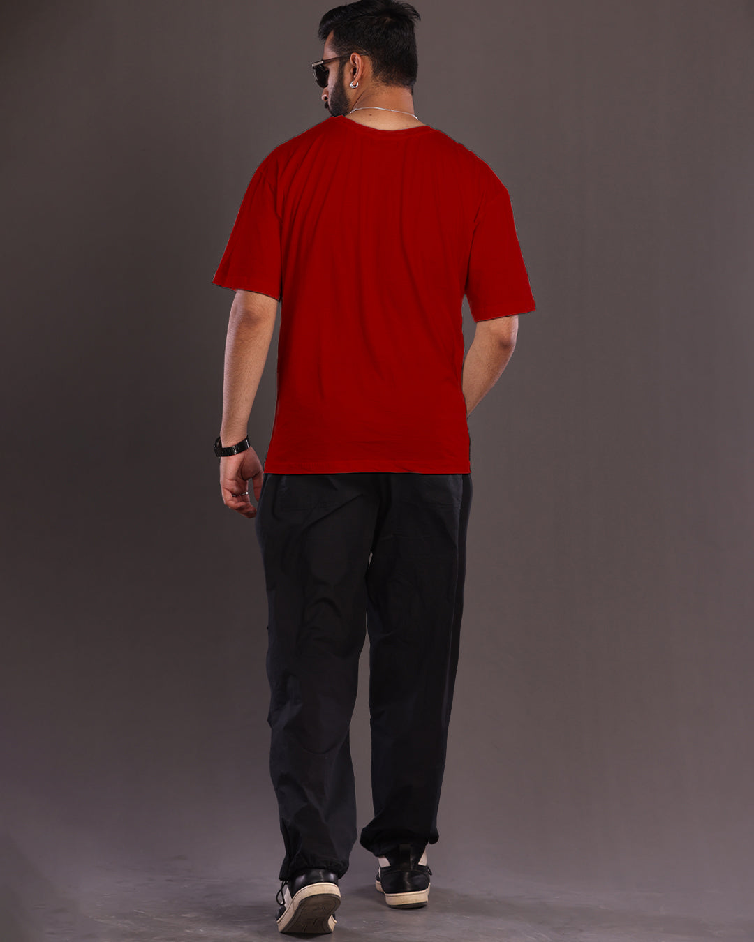 Men's wealthy Fashion: 2 Piece Red and Black Moneyman Oversized Co-ord Set