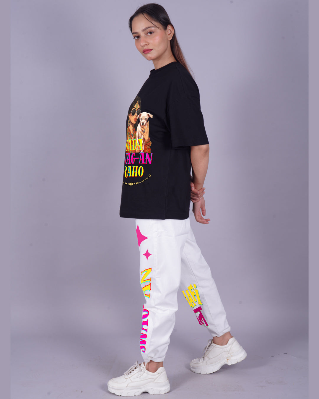 Women Sada Swag Oversized Co-Ord Set - Black and White(*)