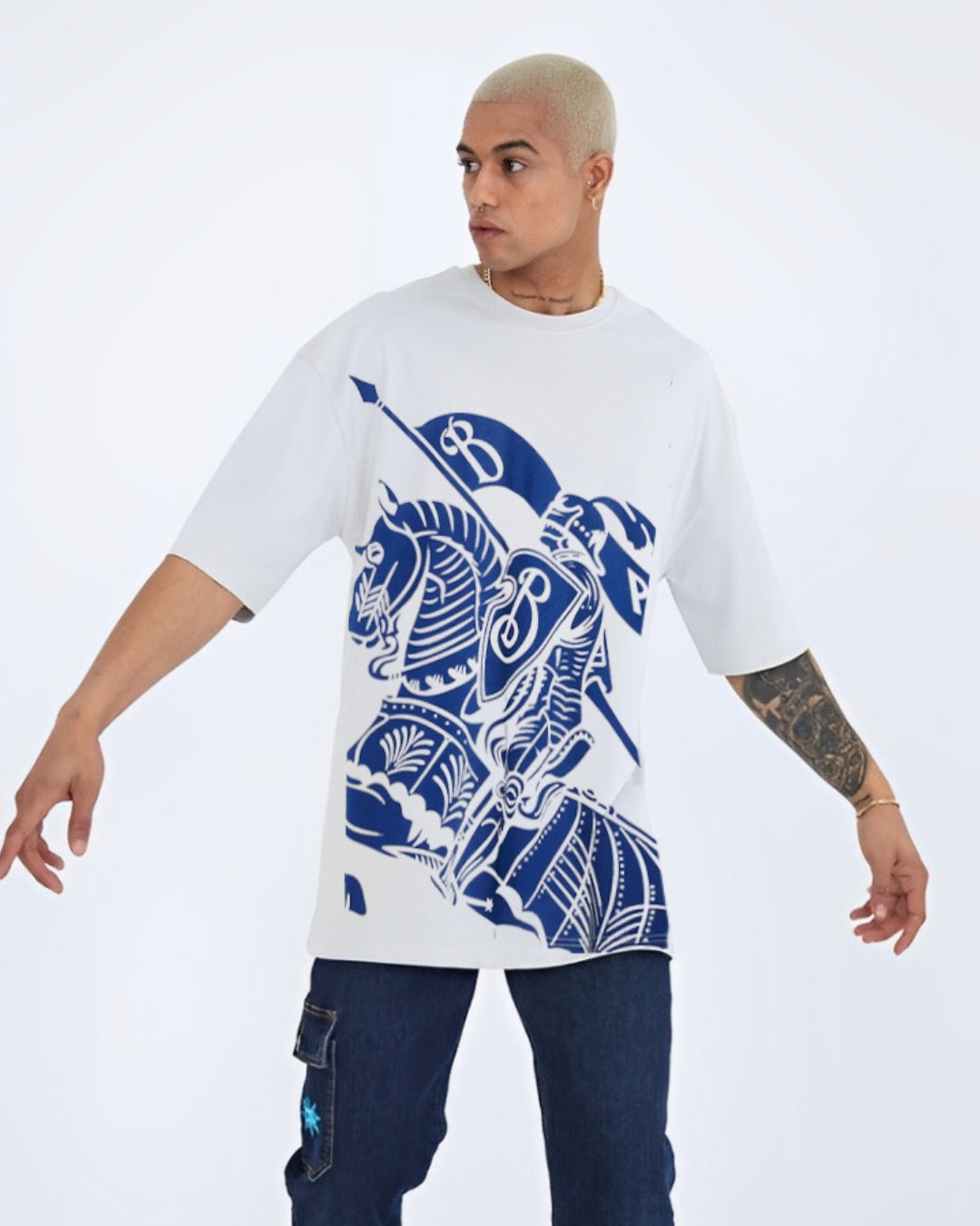 Burberry Equestrian Knight-motif Cotton T-shirt - White(*)