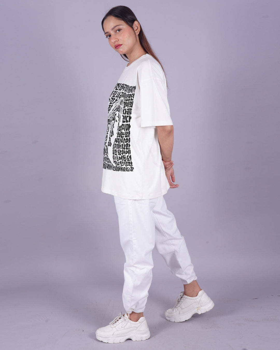 Women BTS AugustD Oversized Co-Ord Set - White and White