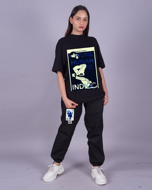 Women BTS Indigo Oversized Co-Ord Set - Black and Black