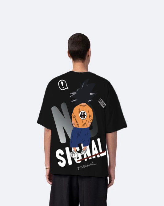 No Signal Design with Men's Black Oversized T-Shirt(*)