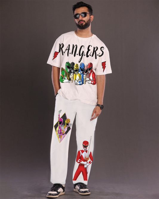 Men's Rangers Oversized Co-Ord Set - White and White