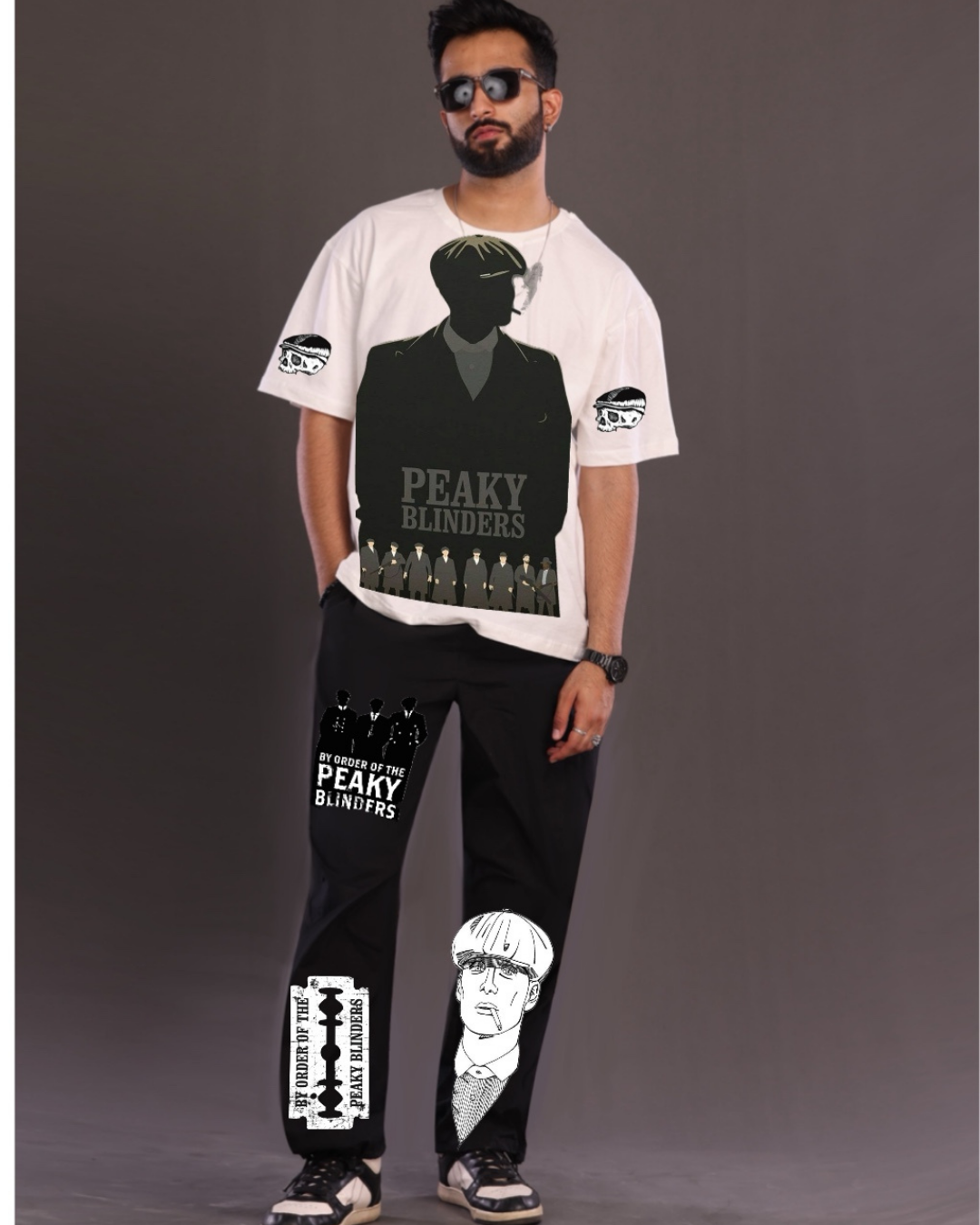 Men's Peaky Blinders Oversized Co-Ord Set - White and Black