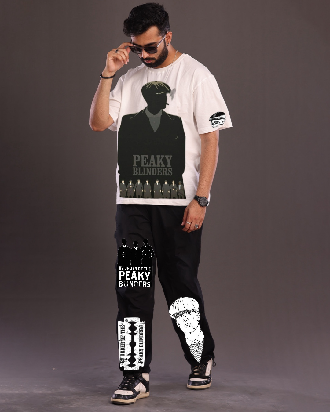 Men's Peaky Blinders Oversized Co-Ord Set - White and Black