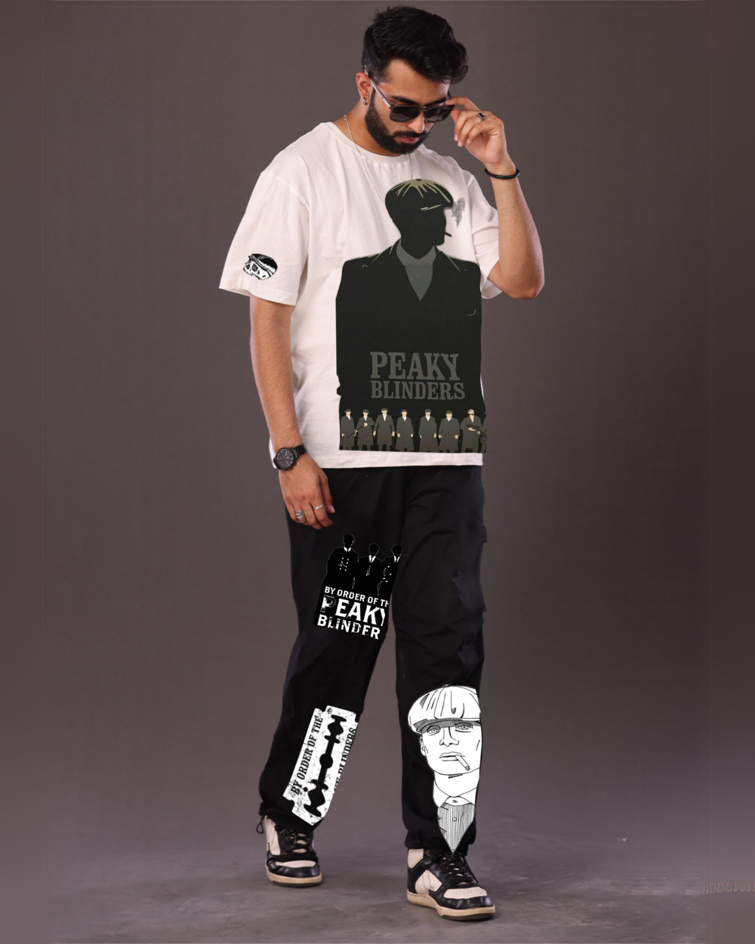 Men's Peaky Blinders Oversized Co-Ord Set - White and Black