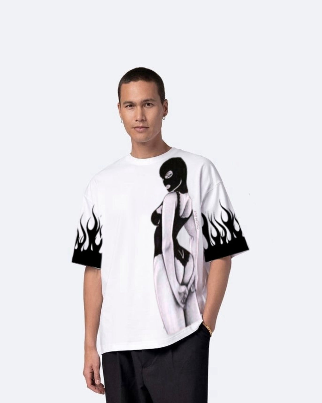 Beautiful Disaster White Urban Oversized T-Shirt for Men(*)