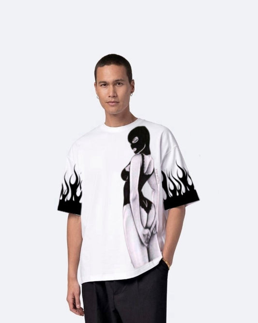 Beautiful Disaster White Urban Oversized T-Shirt for Men(*)