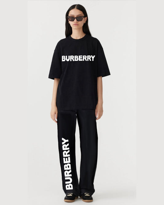 Women Burberry Core Logo Oversized Cord Set - Black and Black