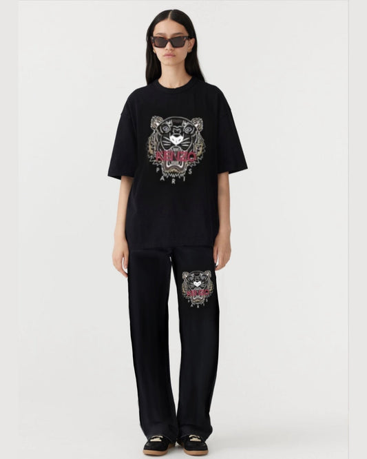 Women Kenzo Oversized Cord Set - Black and Black