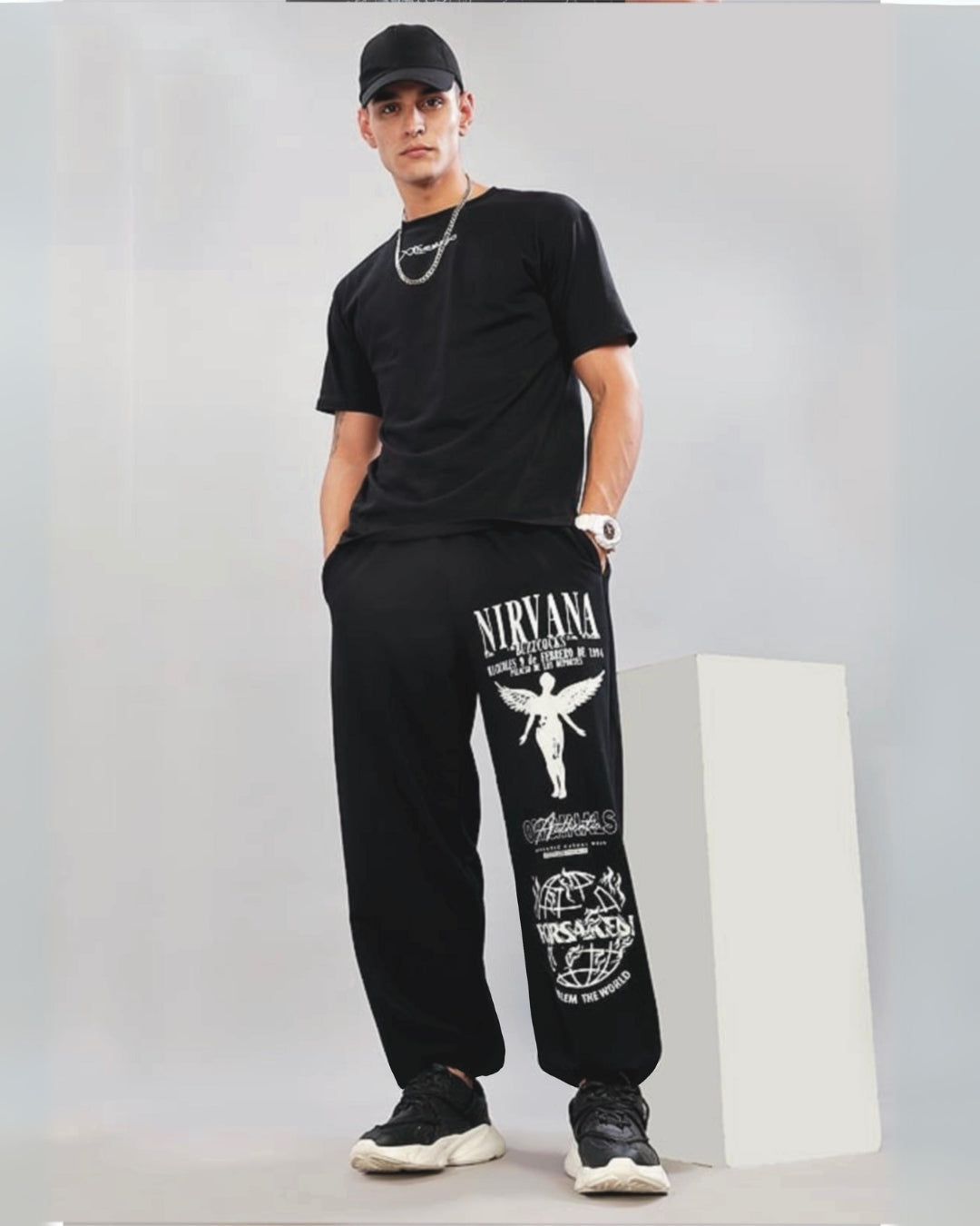 Men's Black Cotton Pant - Nirvana