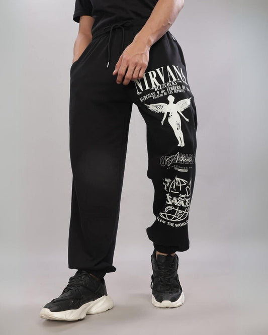 Men's Black Cotton Pant - Nirvana