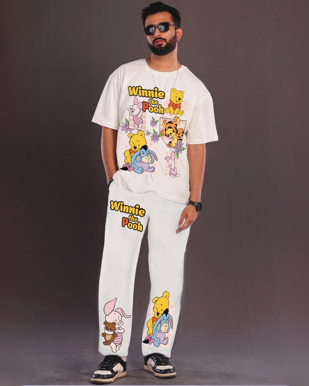 Men's Winnie the Pooh Oversized White and White Coord Set
