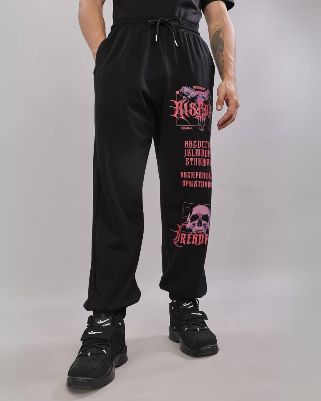 Men's Black Cotton Pant - Skull Trend