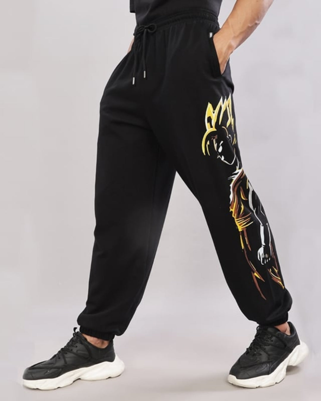 Men's Black Cotton Pant - Golden Goku